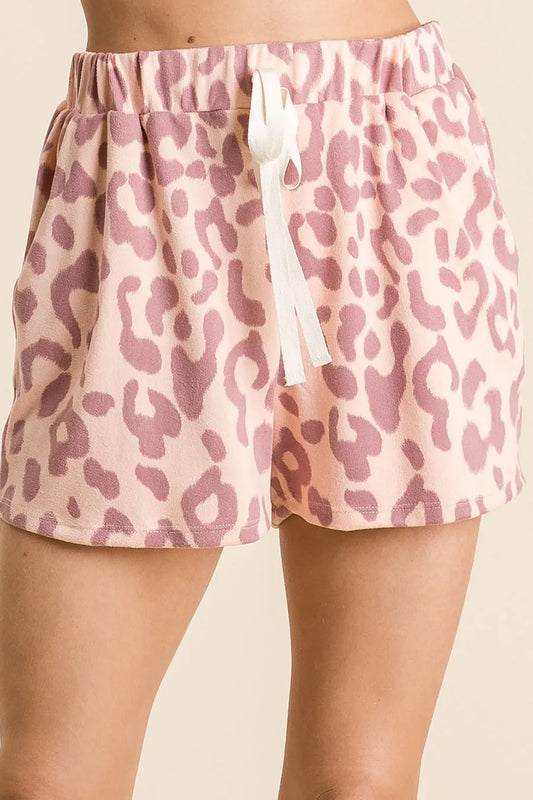 Leopard Print Shorts with Adjustable Drawstring Waist