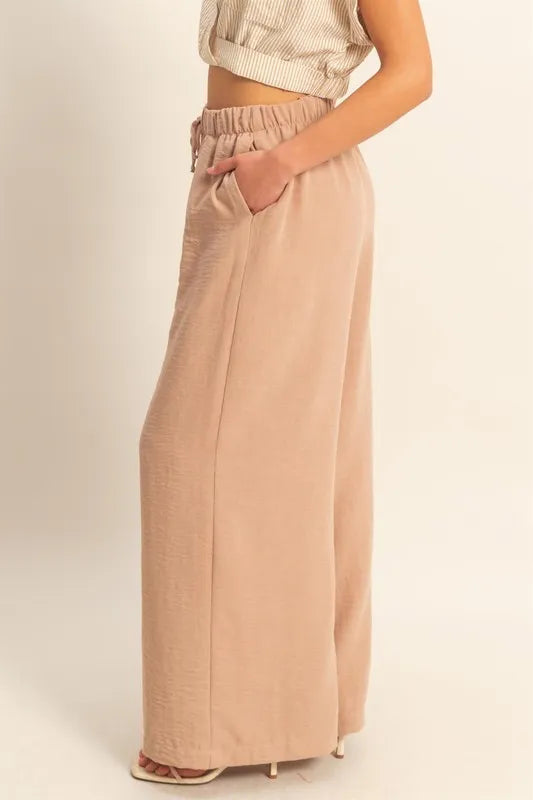 Elasticized Waist Wide Leg Pants