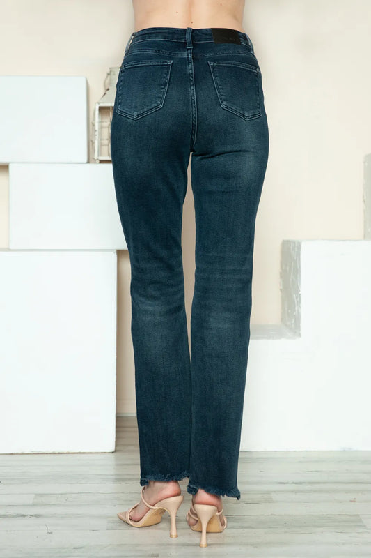 Button-Fly Distressed Straight-Leg Jeans Jeans