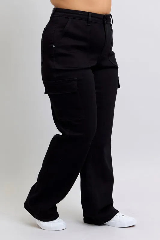 Full Size High Waist Cargo Wide Leg Jeans Plus Size