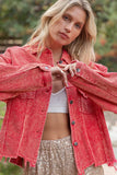 Oversized Corduroy Button-Front Jacket