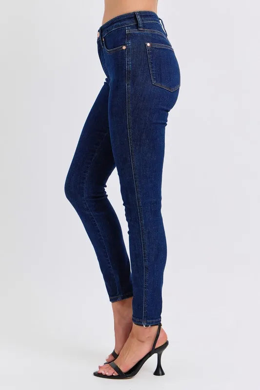 Full Size Midi Rise Tummy Control Classic Skinny Jeans Plus Size