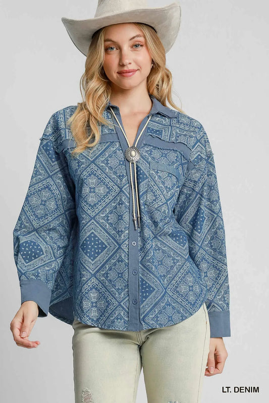 Vintage Patchwork Denim Shirt Jacket