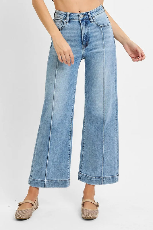 Full Size High-Waisted Cropped Wide Leg Denim