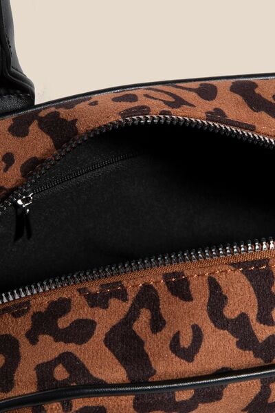 Faux Leather Handle Boxy Handbag