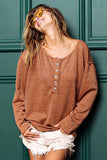 Mink Lurex Stitched Button Detail Top