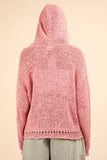 Oversized Openwork Lace Up Hooded Sweater