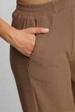 Full Size Ribbed Knit Elastic Waistband Wide Leg Pants Plus Size