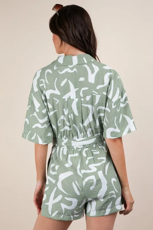 Oversized Printed Button Down Resort Romper