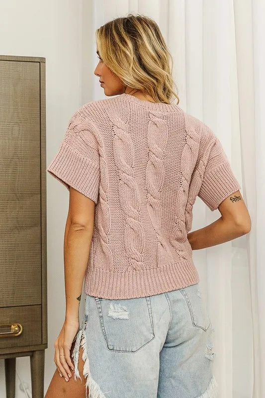 Cable Knit Textured Sweater Top
