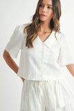 Collared Button Down Crop Top and Skort Set