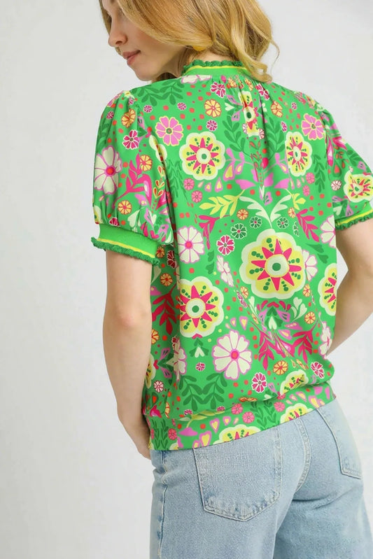 Botanical Puff Sleeve Blouse