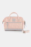 Waterproof Canvas Removable Strap Handbag - Pink/Grey