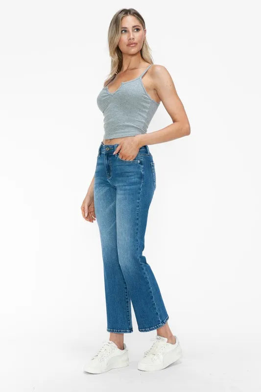 Premium Full Size Mid Rise Ankle Flare Jeans