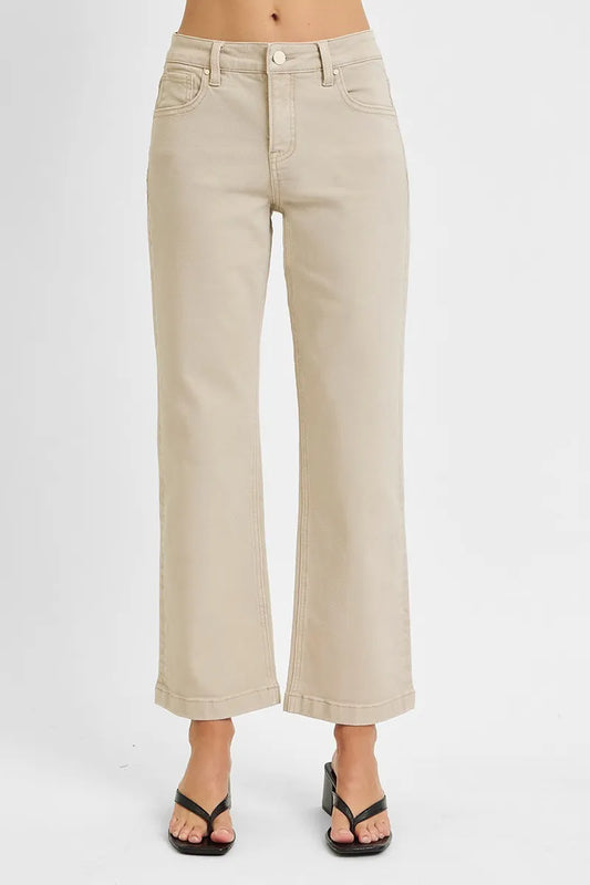 Full Length Mid Rise Ankle-Control Straight-Leg Pants
