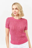 Washed Short Sleeve Light Weight Sweater