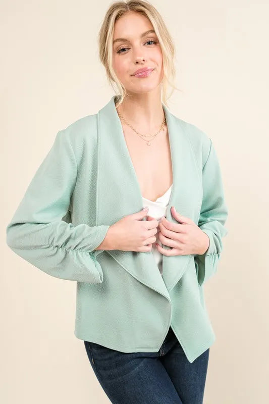 Stretch Non-Wrinkled Basic Open-Front Blazer