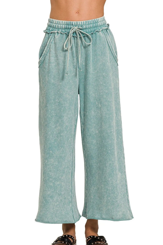 Washed French Terry Palazzo With Pockets