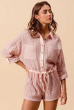 Textured Knit Button Front Romper