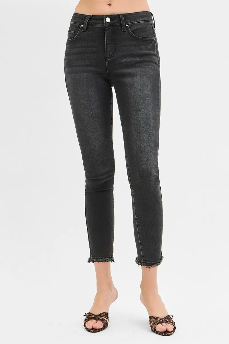 High-Waisted Crop Skinny Jeans with Curve Accentuating Fit