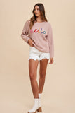 HELLO Embroidered Raglan Sleeve Sweater