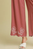 Full Size Linen Blend Wide Leg Pants with Scalloped Hemline Plus Size