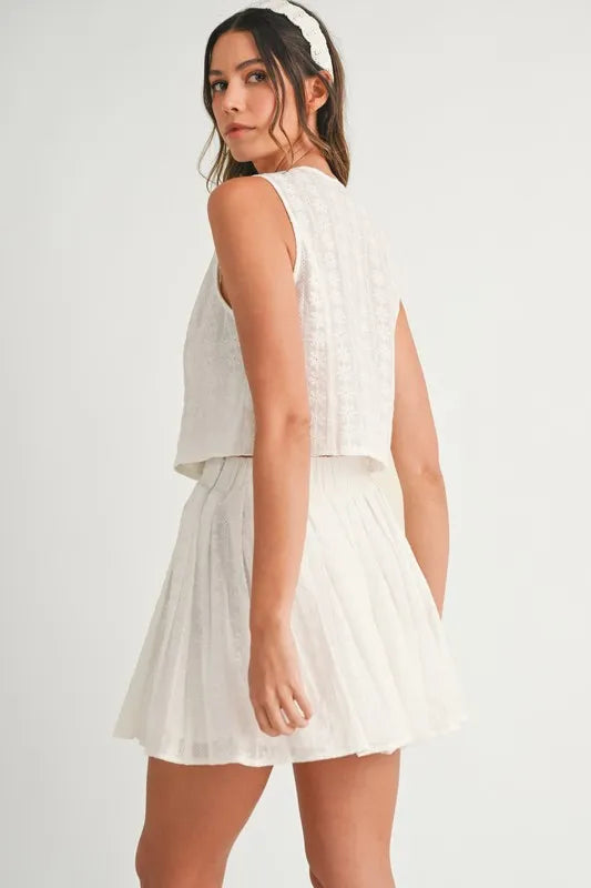 Eyelet Lace Top and Mini Skirt Set