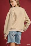 Pleated Detail Sweatshirt with Classic Round Neck