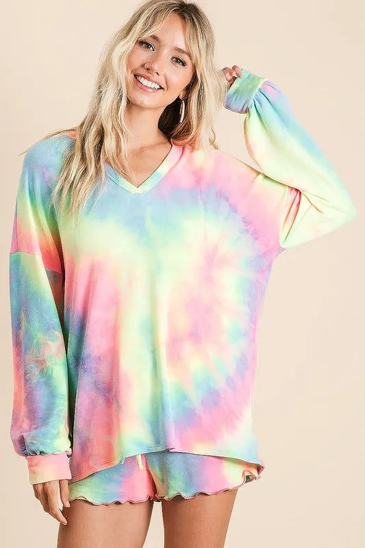 Tie Dye French Terry Top and Shorts Set