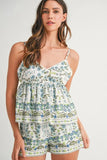 Floral Printed Peplum Top and Shorts Set