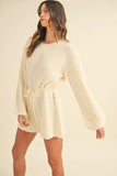 Round Neck Long Sleeve Sweater Romper