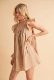 Ruffled Cap Sleeve Cotton Tunic Mini Dress
