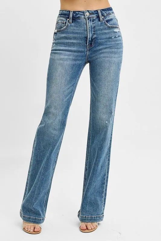 High-Waisted Flare Leg Denim Jeans