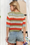Striped 3/4 Sleeves Sweater Top