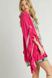 Crochet-Embellished Ruffle Kimono Topper