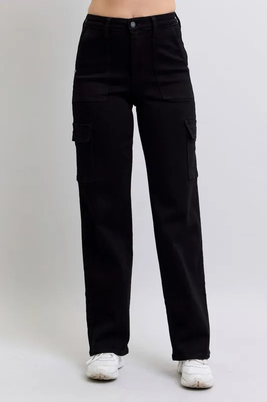 Full Size High Waist Cargo Wide Leg Jeans Plus Size