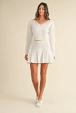 V-Neck Varsity Crop Knit Sweater and Skirt Set
