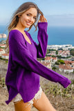 Loose Fit Deep U Neck Sweater Top