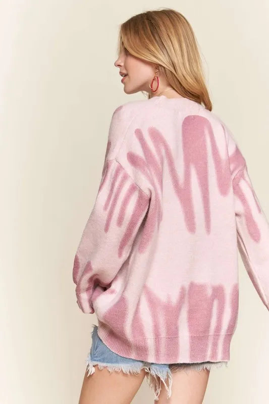 Drop Shoulder Graffiti Sweater