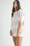 Oversized Stripe Polo Collar Sweater