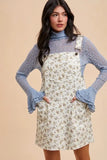 Stretch Ditsy Print Denim Overall Mini Dress