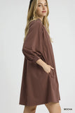 Chic Notched Shift Dress with Elegant Trim