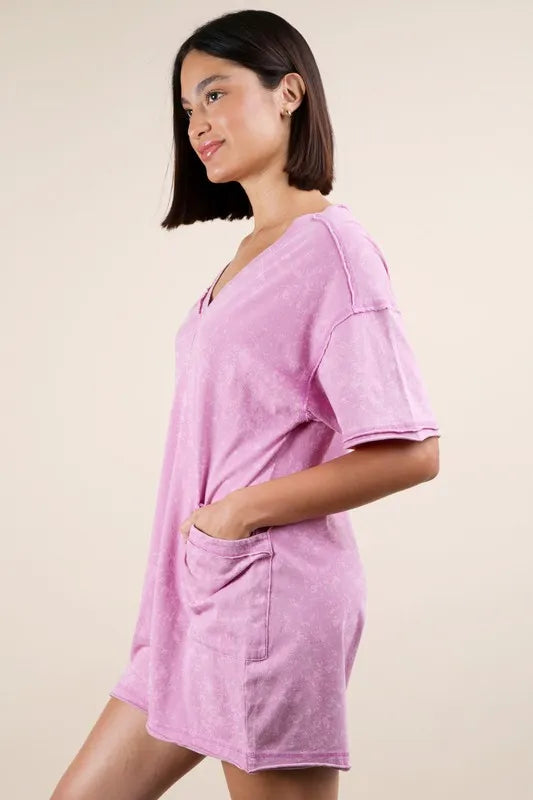Plus Size Mineral Washed Casual Knit Romper