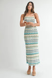 Lightweight Pointelle Chevron Knit Maxi Dress