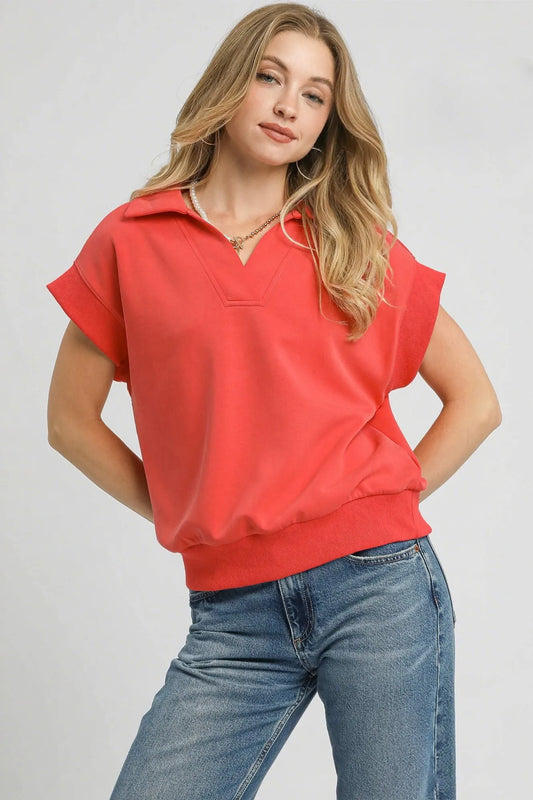 Contemporary Knit Short Sleeve Pullover Hoodie