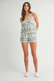 Floral Printed Peplum Top and Shorts Set