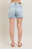 Full Size Frayed Hem High Rise Denim Shorts with Pockets Plus Size