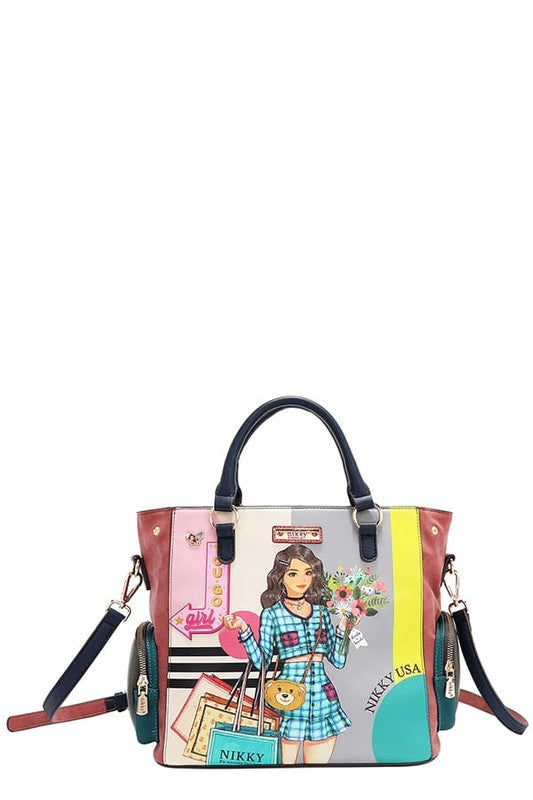 Eco-Leather Handbag with Side Pockets