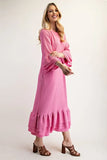 Full Size Textured Ruffle Hem Modest Dress Plus Size