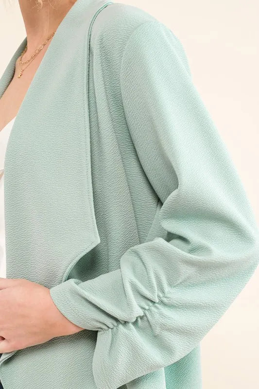 Stretch Non-Wrinkled Basic Open-Front Blazer